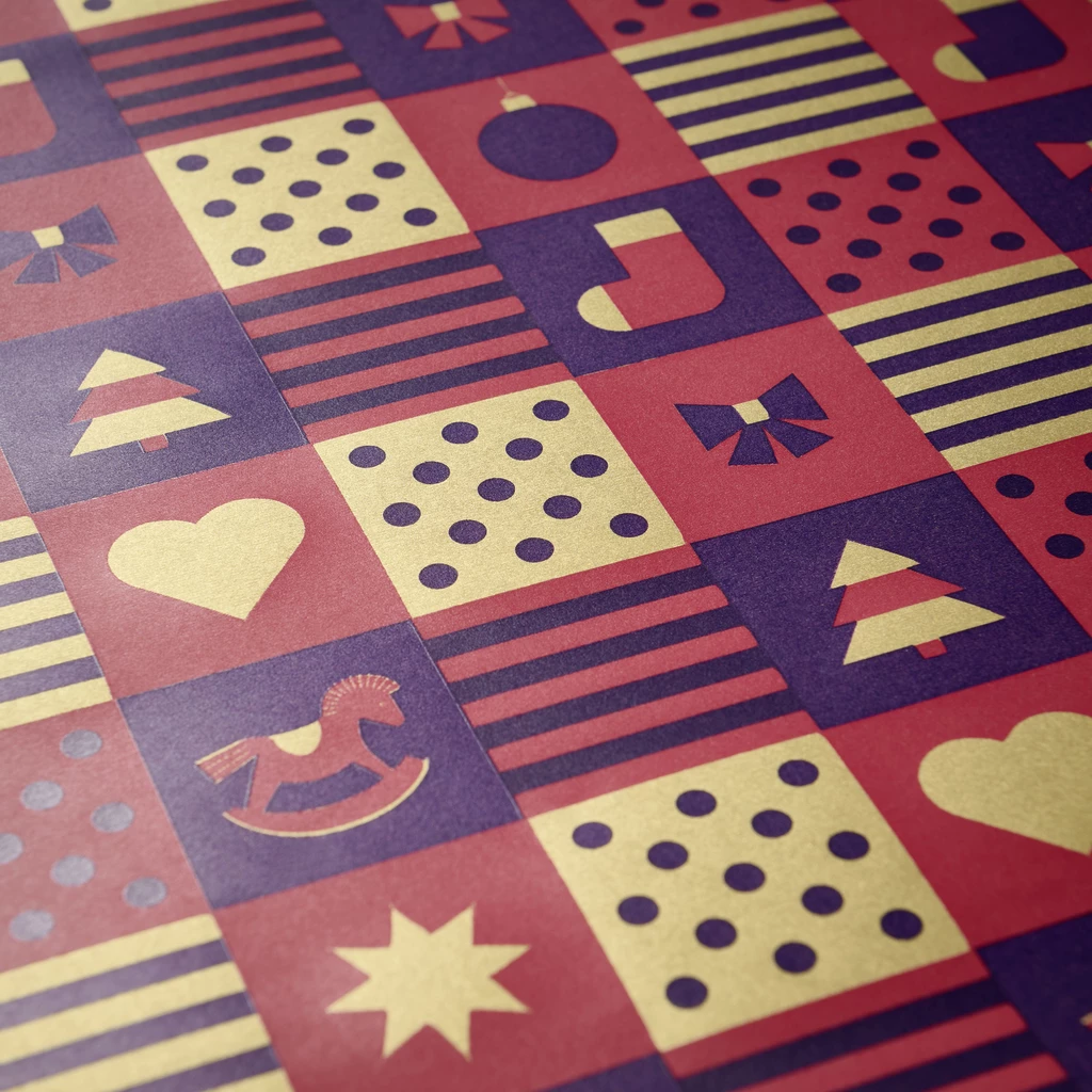Geschenkpapier Christmas Squares 3er-Set Rot