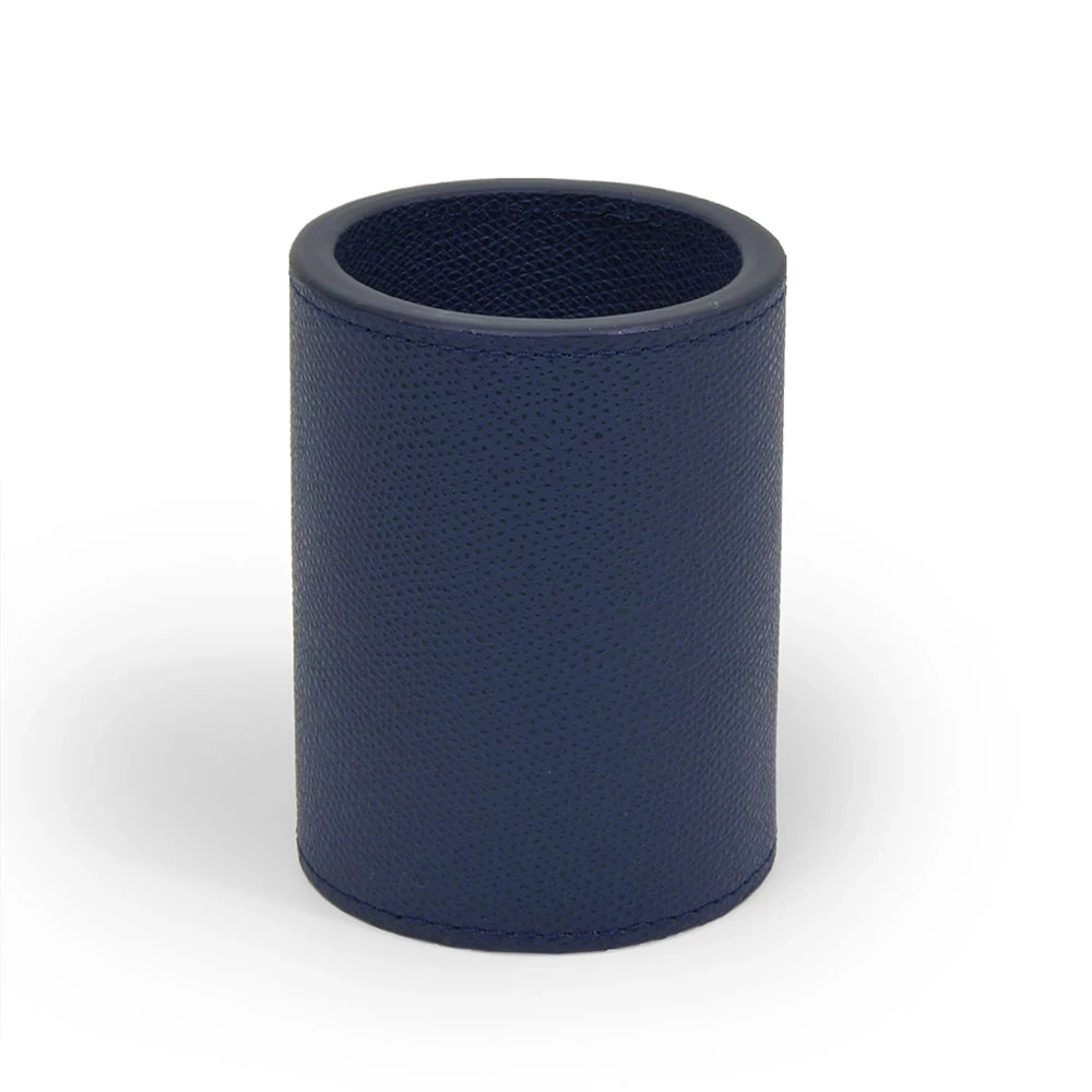 Stiftebecher Rund 10 cm Leder Dunkelblau
