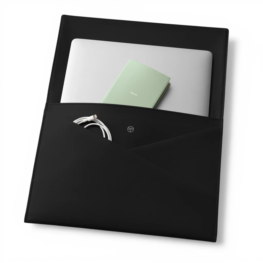 Treuleben Laptoptasche Leder Schwarz