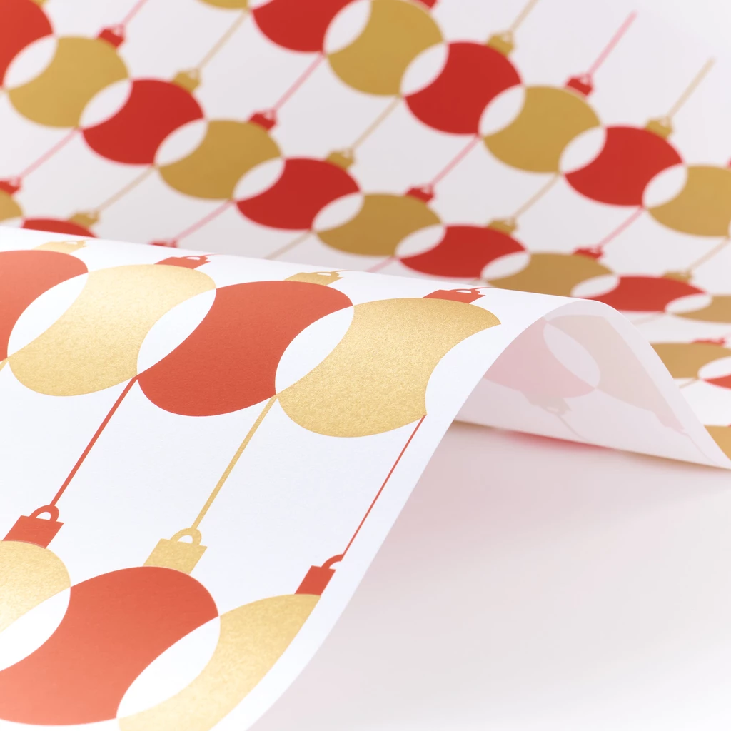 Geschenkpapier Kugelpendel 3er-Set Rot/Gold/Silber