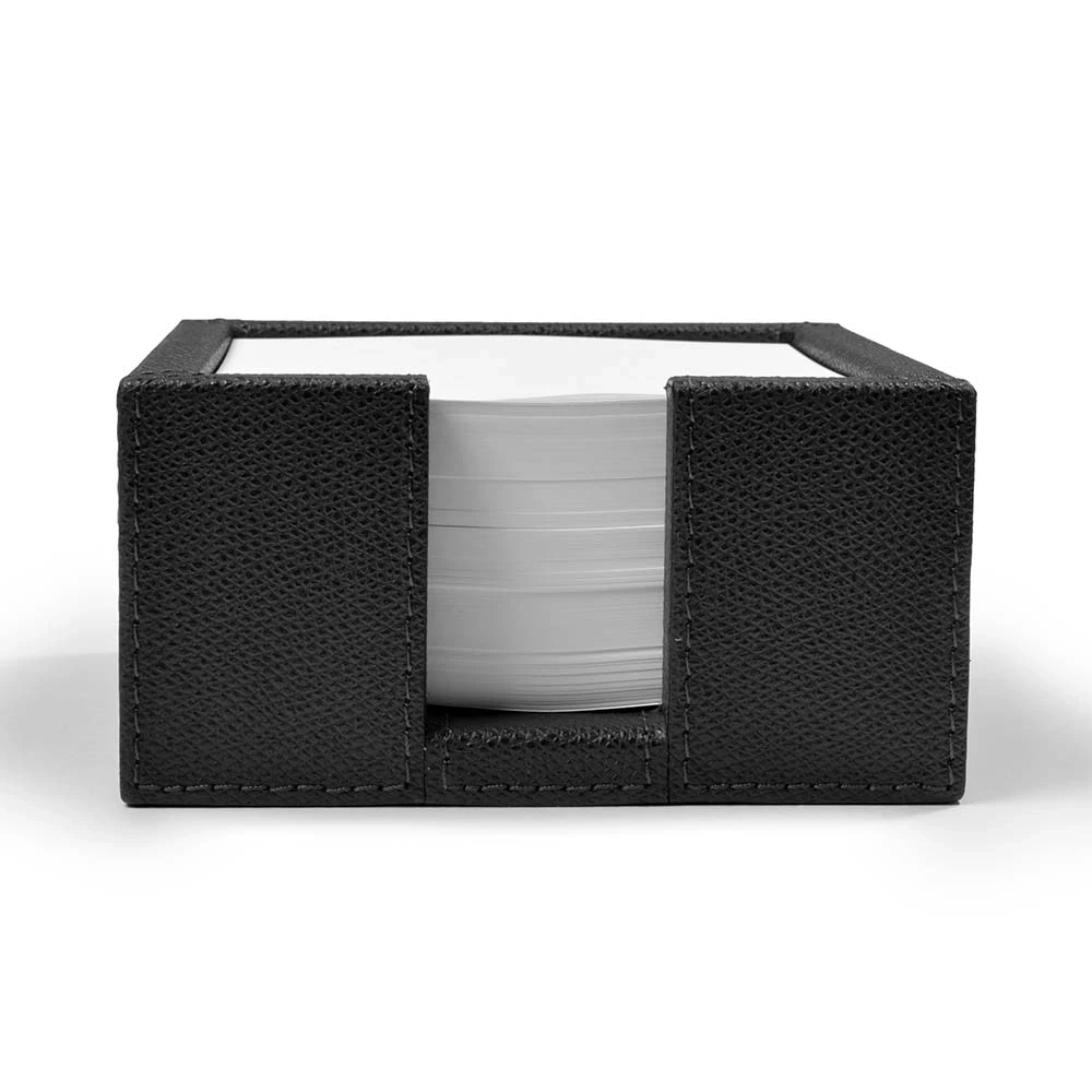 Notizzettelbox Quadratisch Leder Dunkelgrau