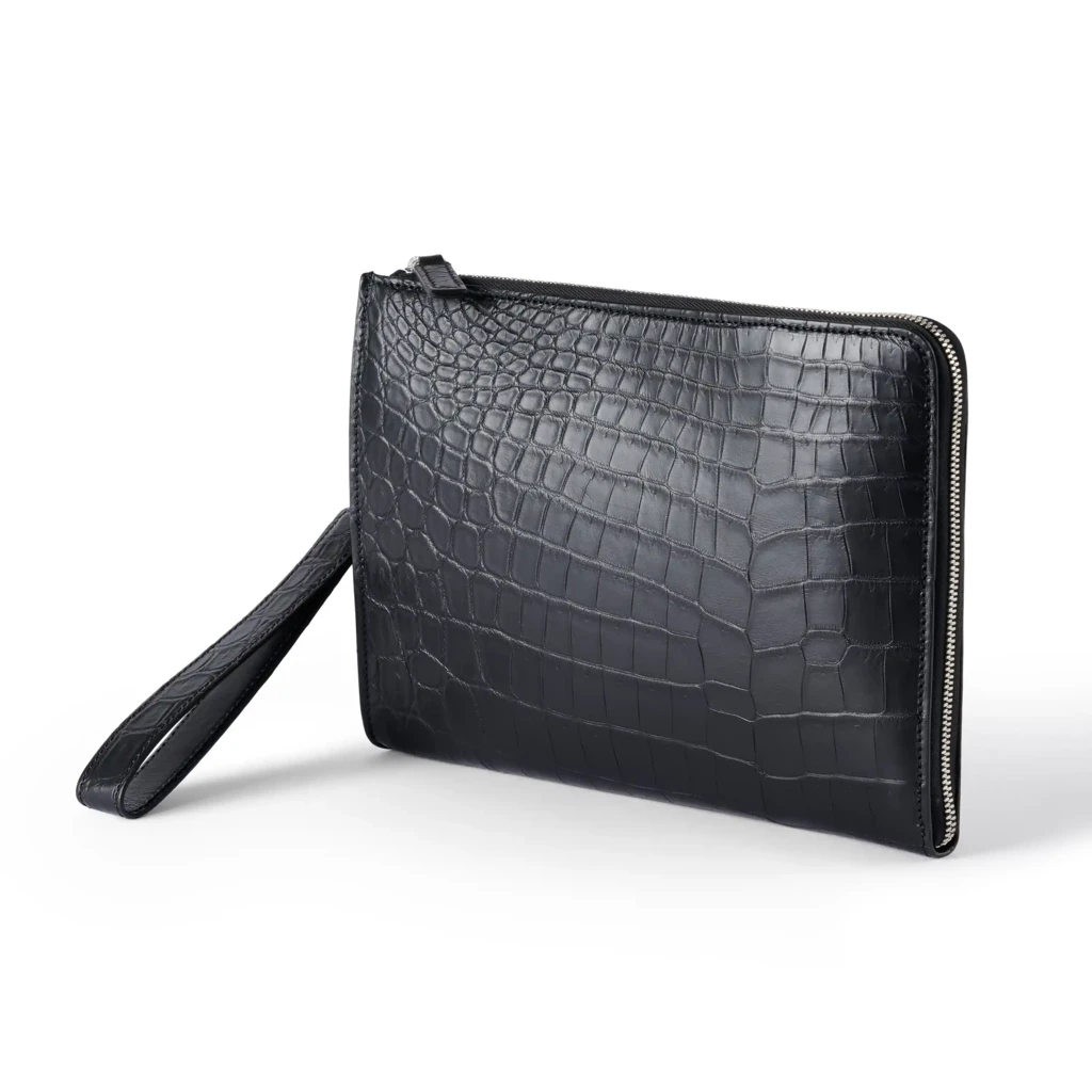 Pouch mit Reißverschluss Adri Leder Schwarz