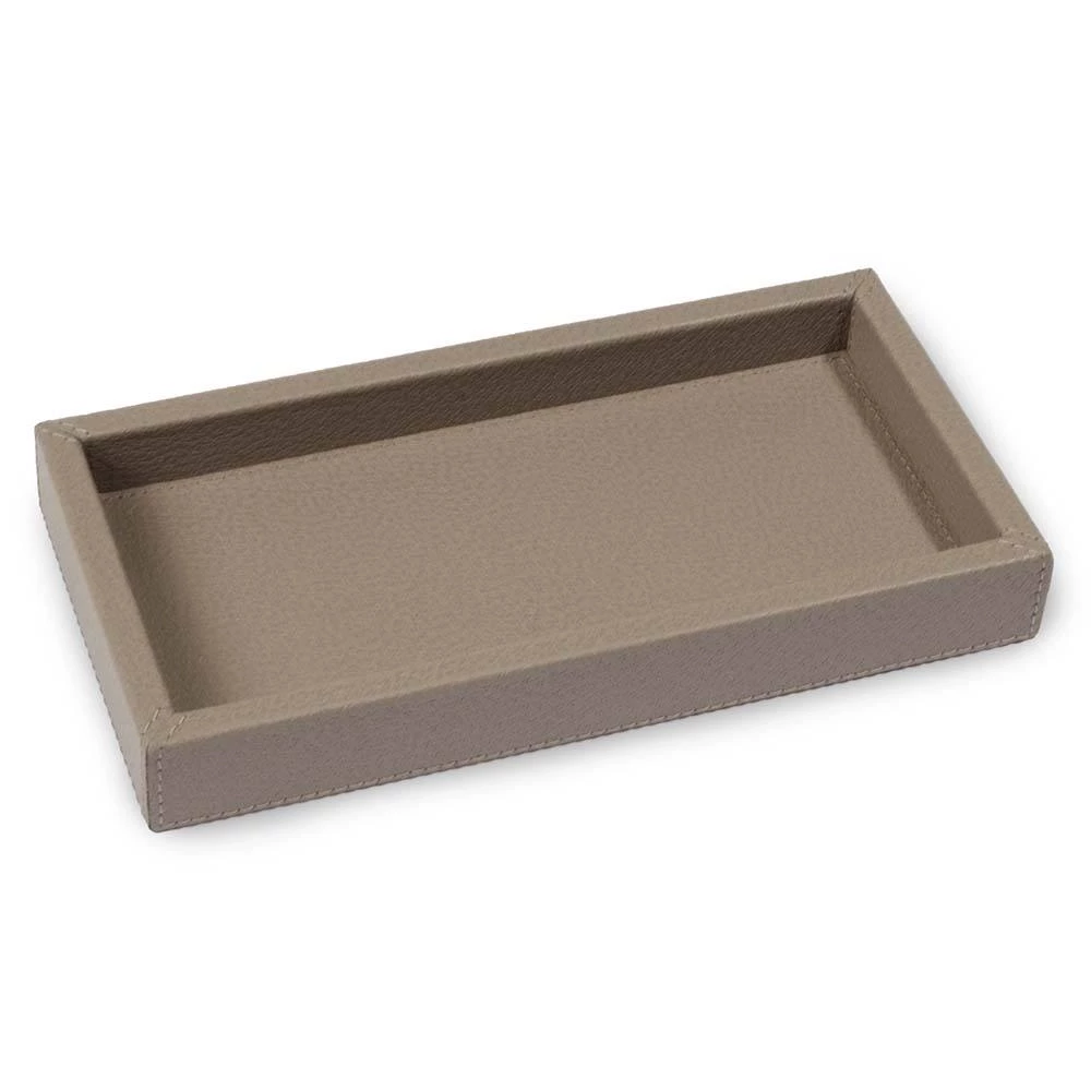 Tablett Boar 24x12 cm Leder Taupe