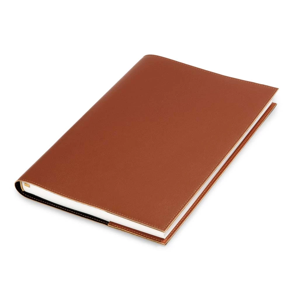 Buchhülle für DIN A4 Bücher Glattleder Brandy