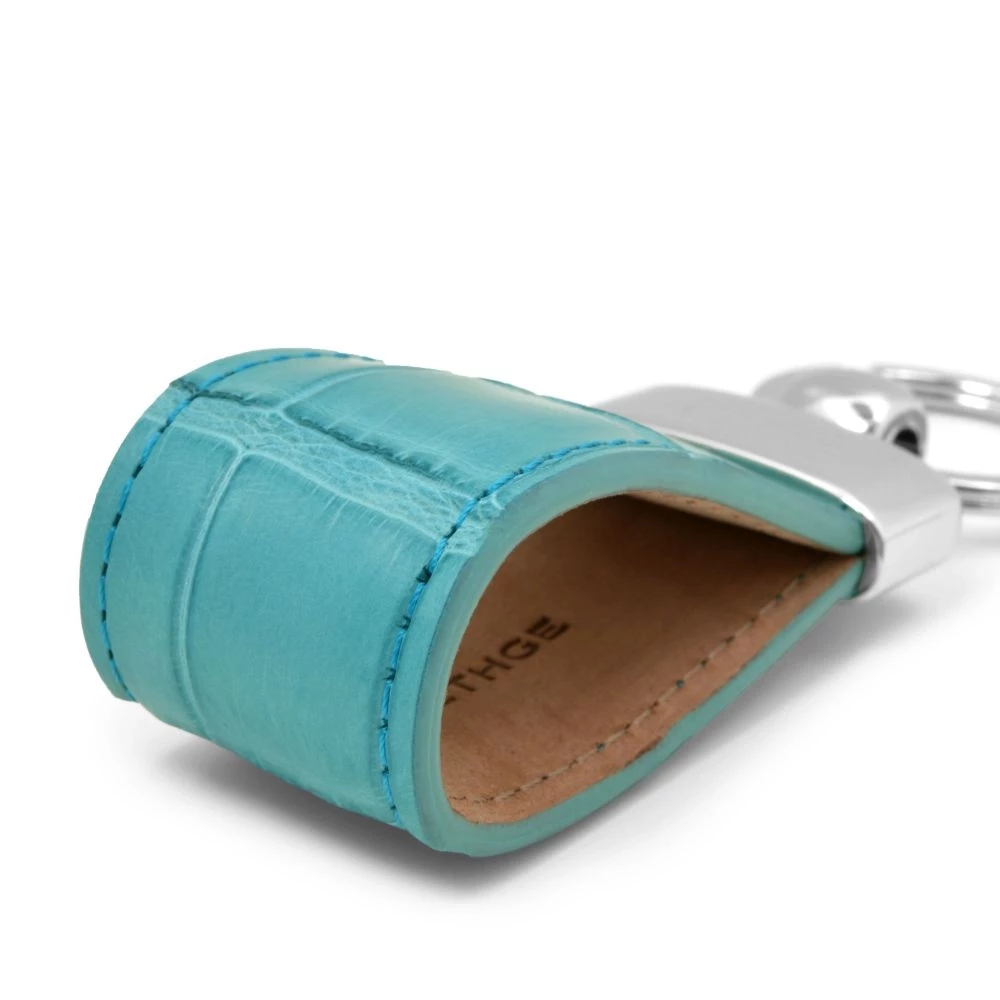 Schlüsselanhänger Alligator Leder Hellblau