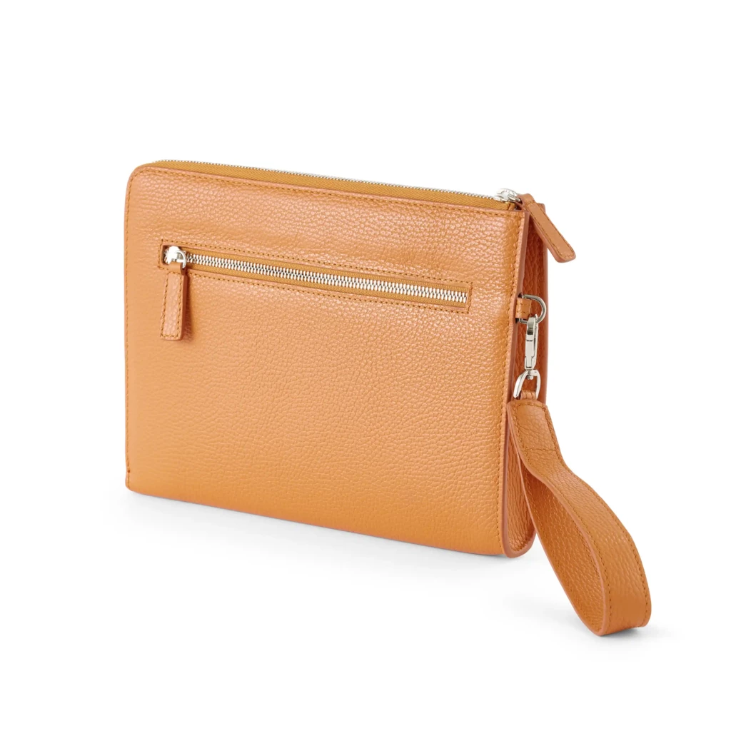 Pouch mit Reißverschluss Adri Leder Orange