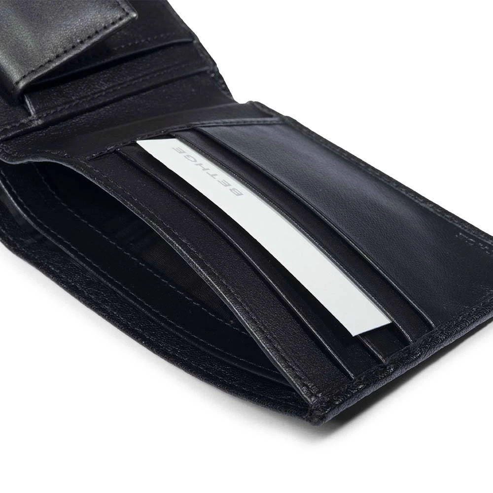 Portemonnaie mit Münzfach Leder Schwarz