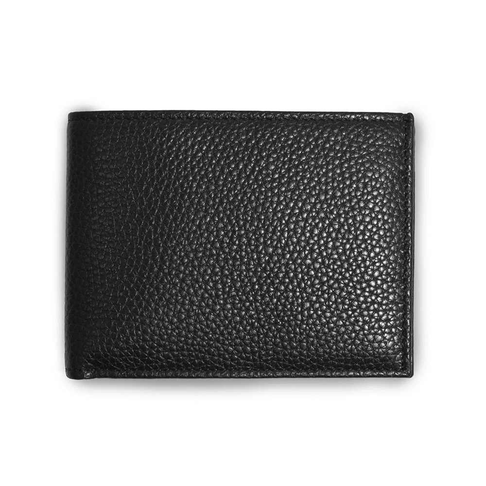 Portemonnaie Breit mit Münzfach Leder Schwarz