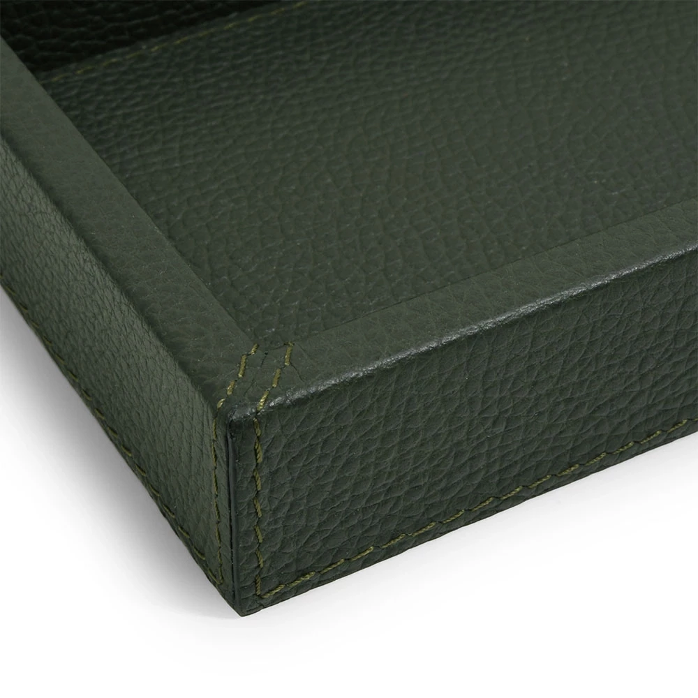 Tablett Hirsch 24x12 cm Leder Dunkelgrün
