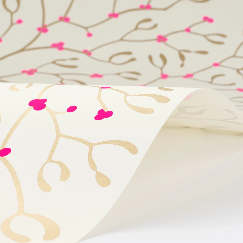 Geschenkpapier Mistel 3er-Set Elfenbein