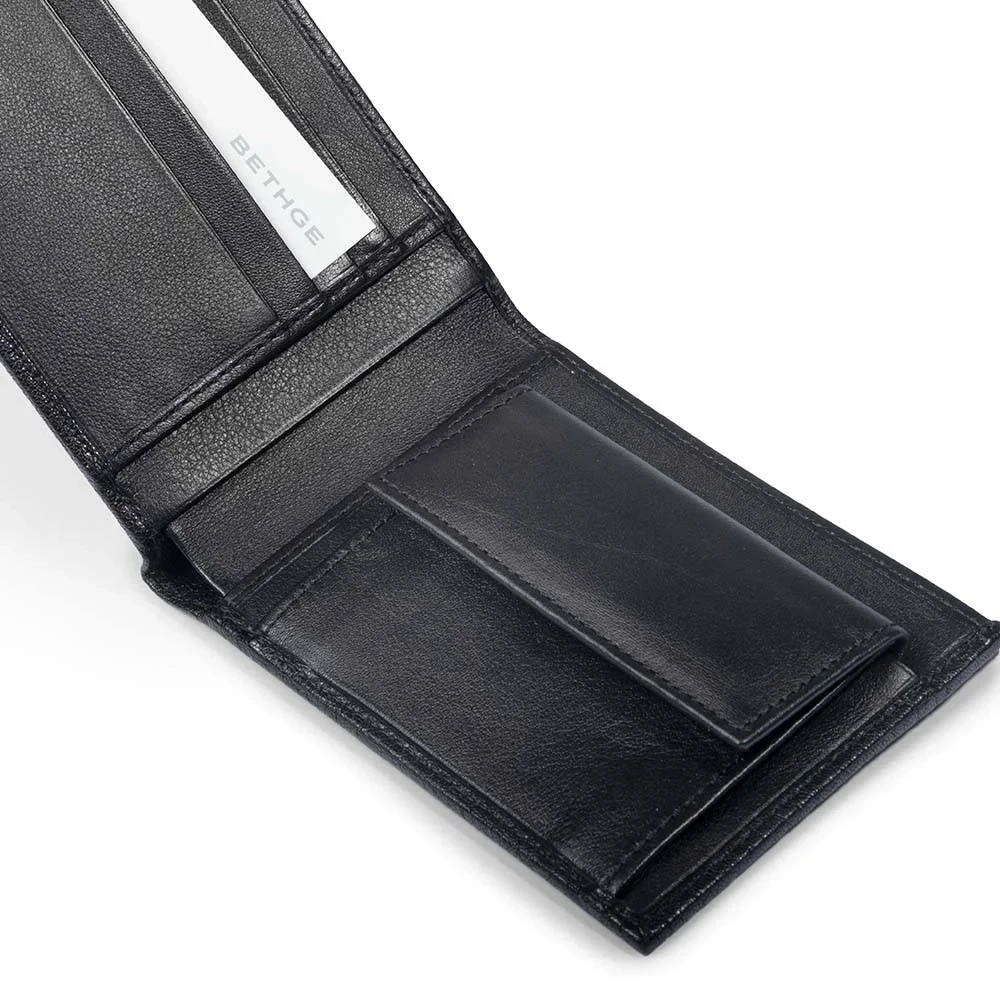 Portemonnaie mit Münzfach Leder Schwarz