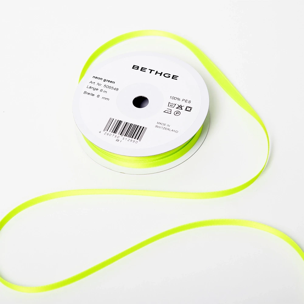 Geschenkbandrolle 6 mm Neongrün