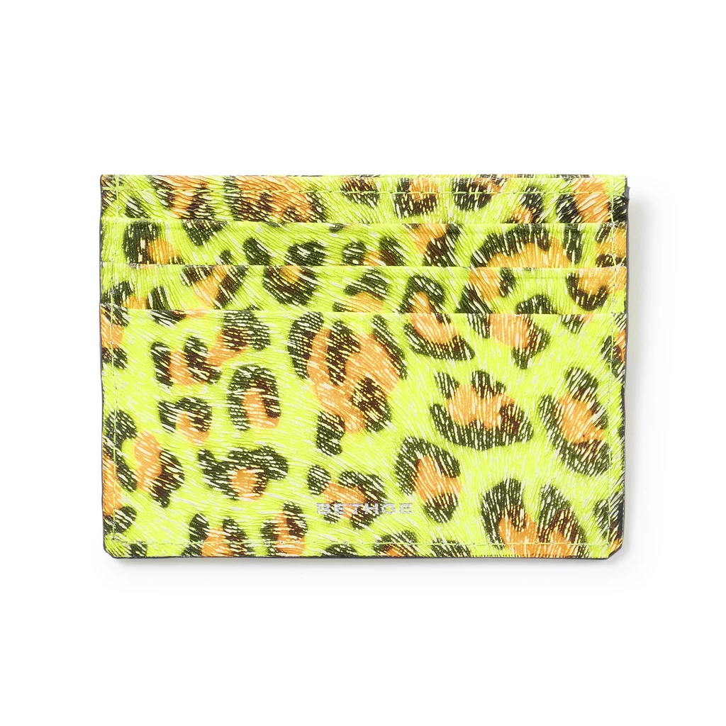 Kartenetui Flach 6 Karten Leder Neon Leo