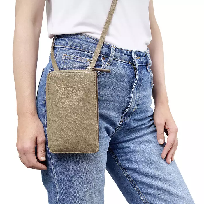 Leder Crossbody Tasche Adri Taupe
