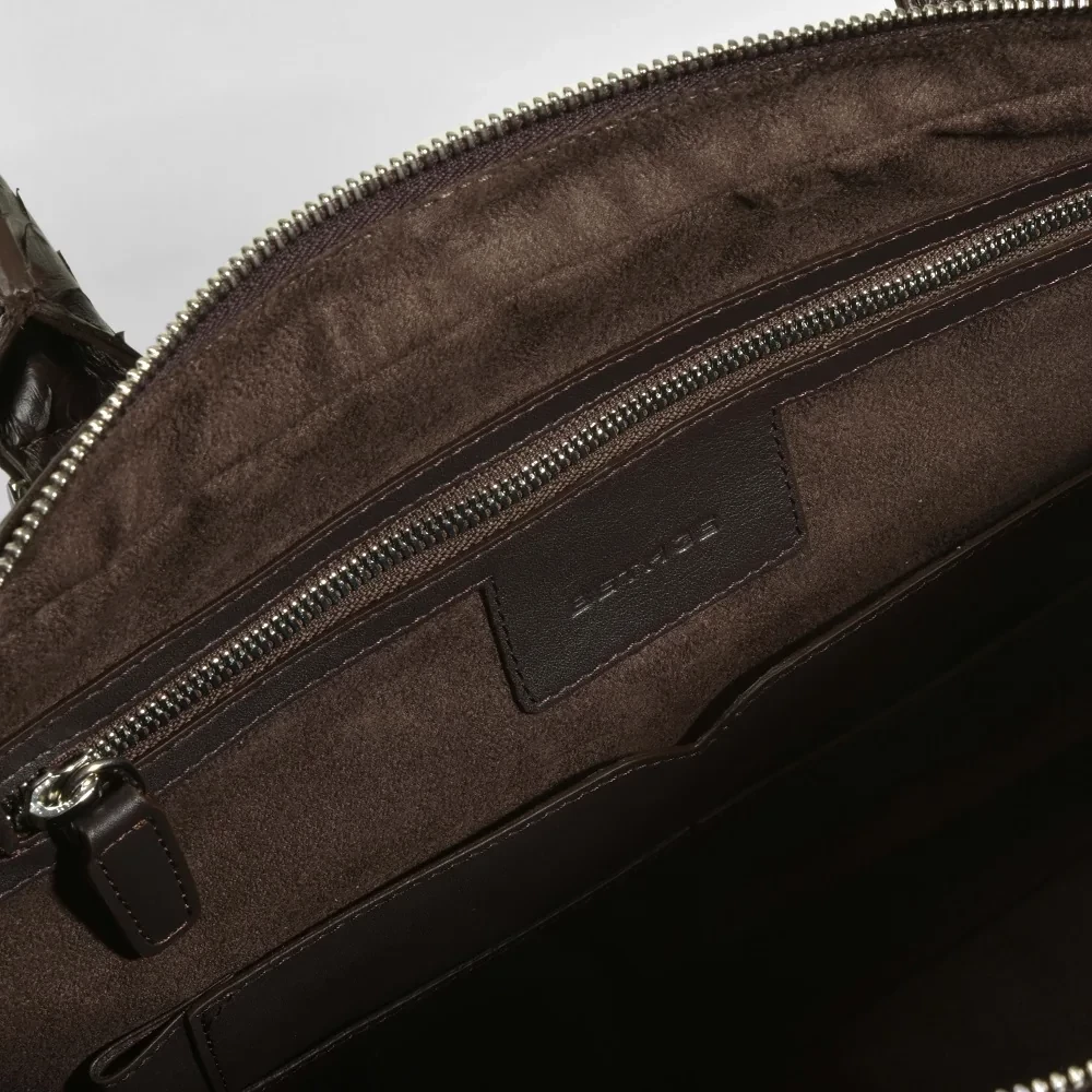 Aktentasche Python Leder Dunkelbraun
