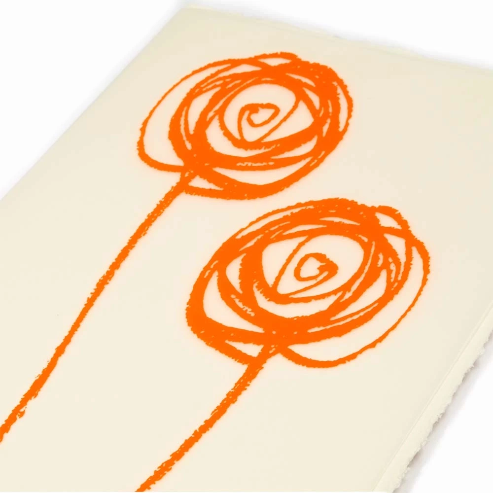 Grußkarte Fairy Flower Neonorange Bütten