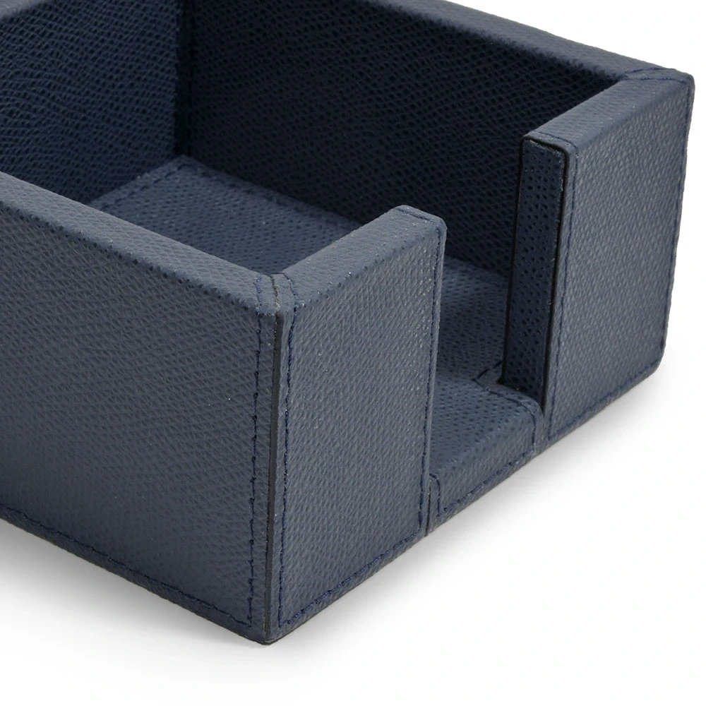 Notizzettelbox Quadratisch Leder Dunkelblau