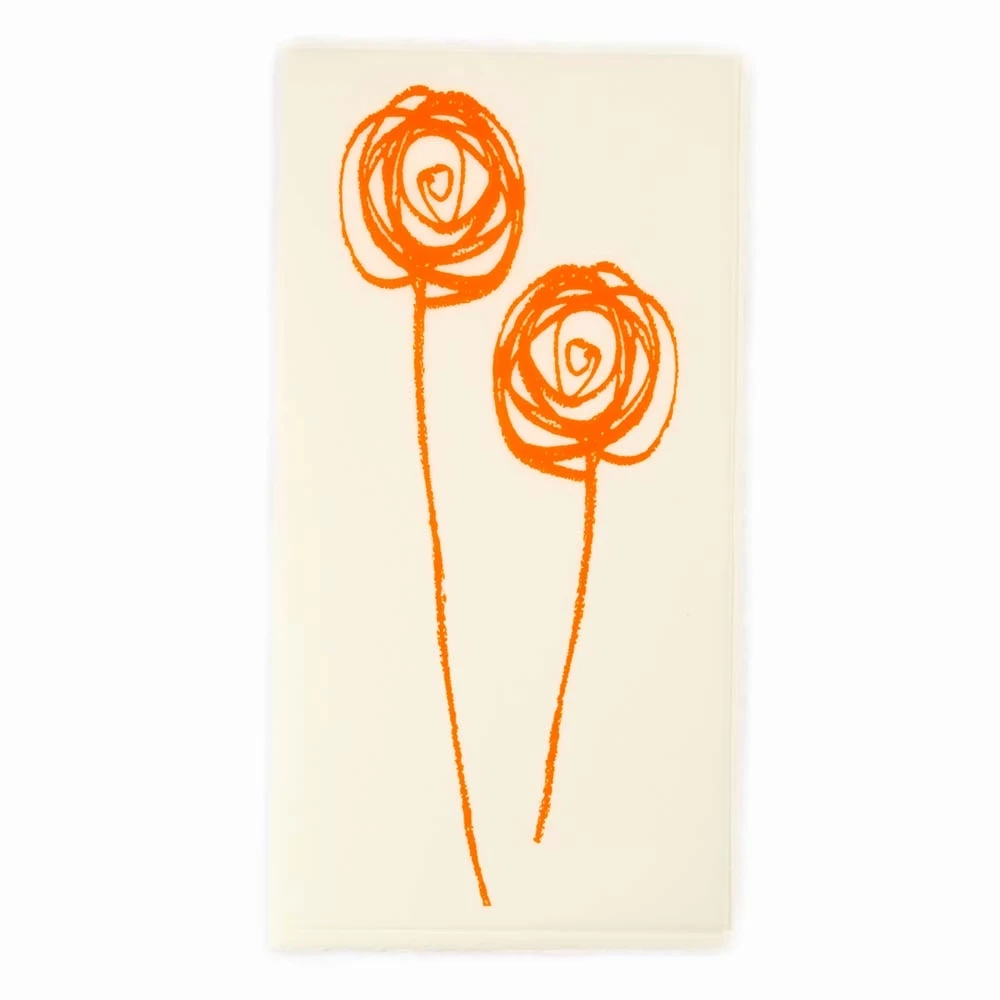 Grußkarte Fairy Flower Neonorange Bütten