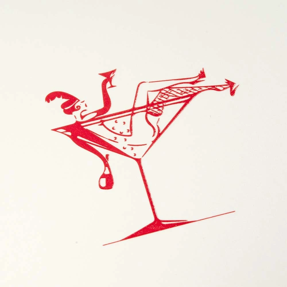 Grußkarte Lady in Champagne Rot