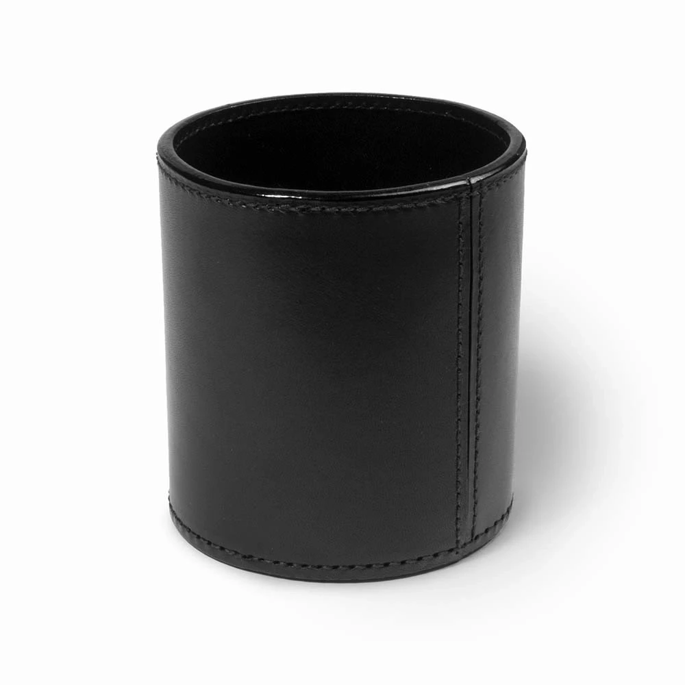Stiftebecher Rund Leder Schwarz