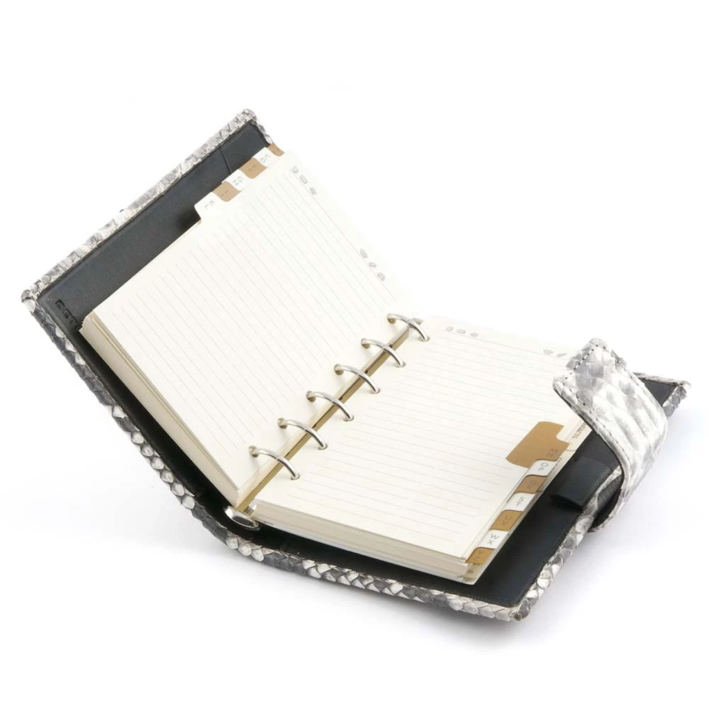 leder_pocket_planer_pythonleder_5 Leder Terminplaner Schwarz-Weiß Pythonoptik