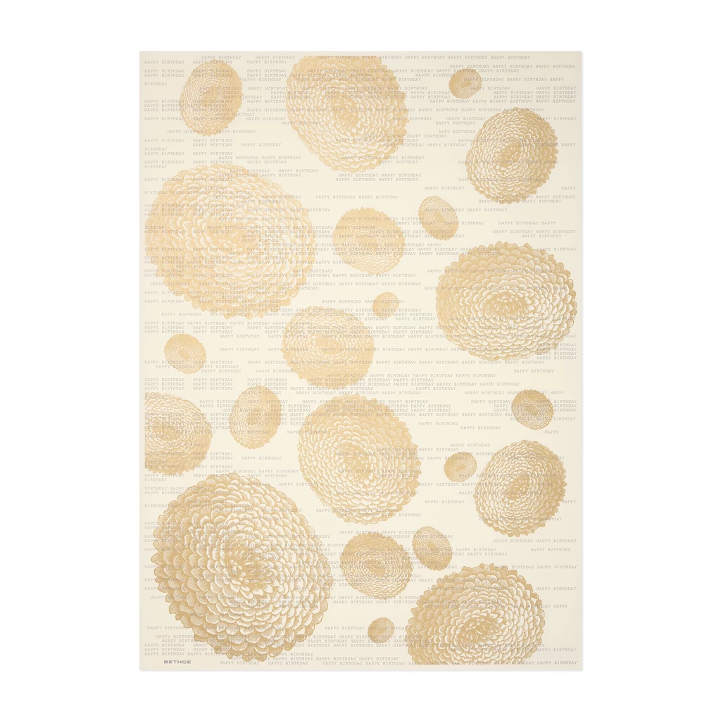 Geschenkpapier Blume Birthday 3er-Set Gold