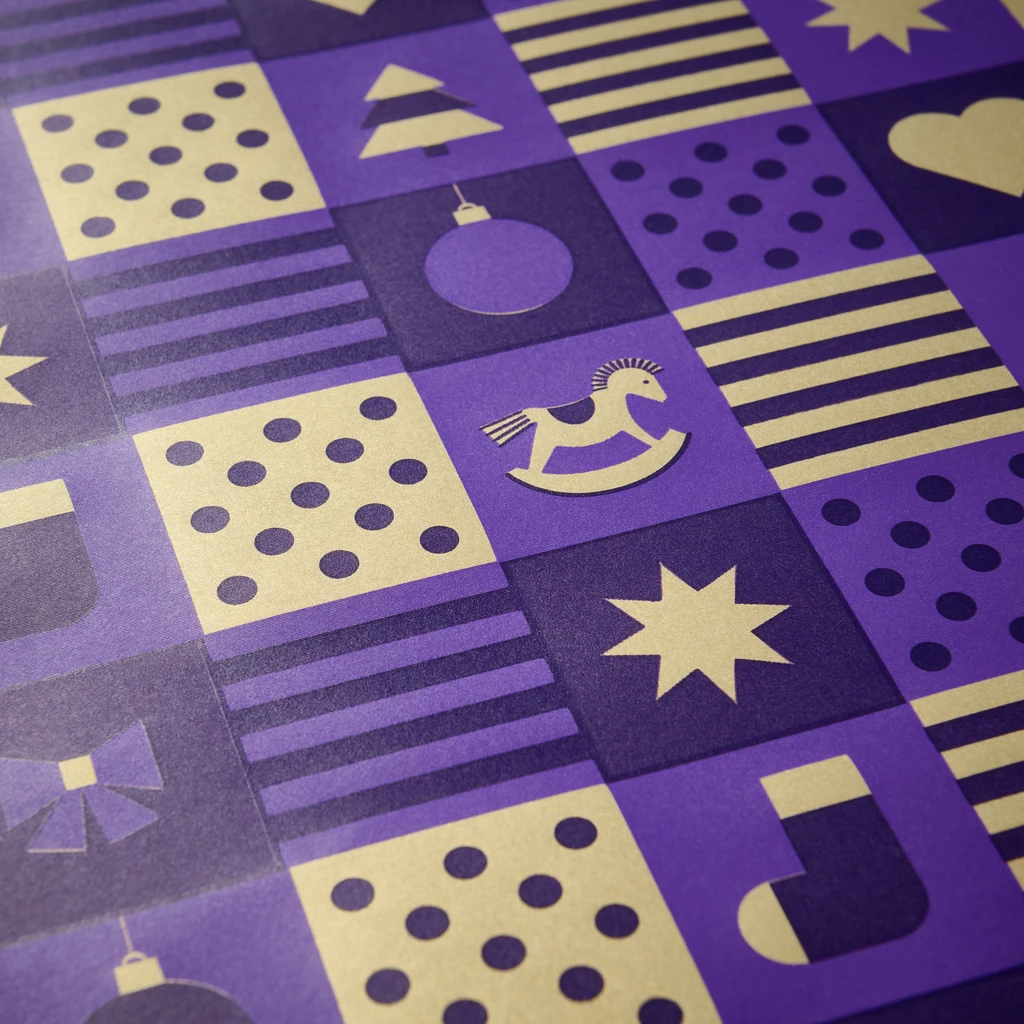Geschenkpapier Christmas Squares 3er-Set Violett