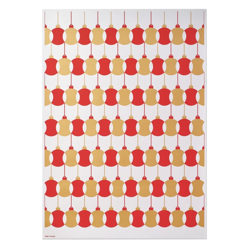 Geschenkpapier Kugelpendel 3er-Set Rot/Gold/Silber