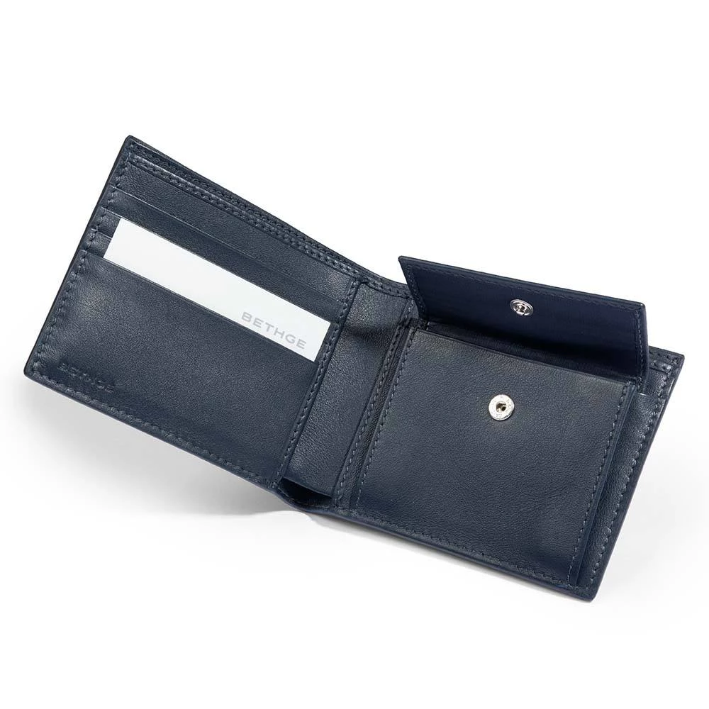Portemonnaie mit Münzfach Leder Dunkelblau