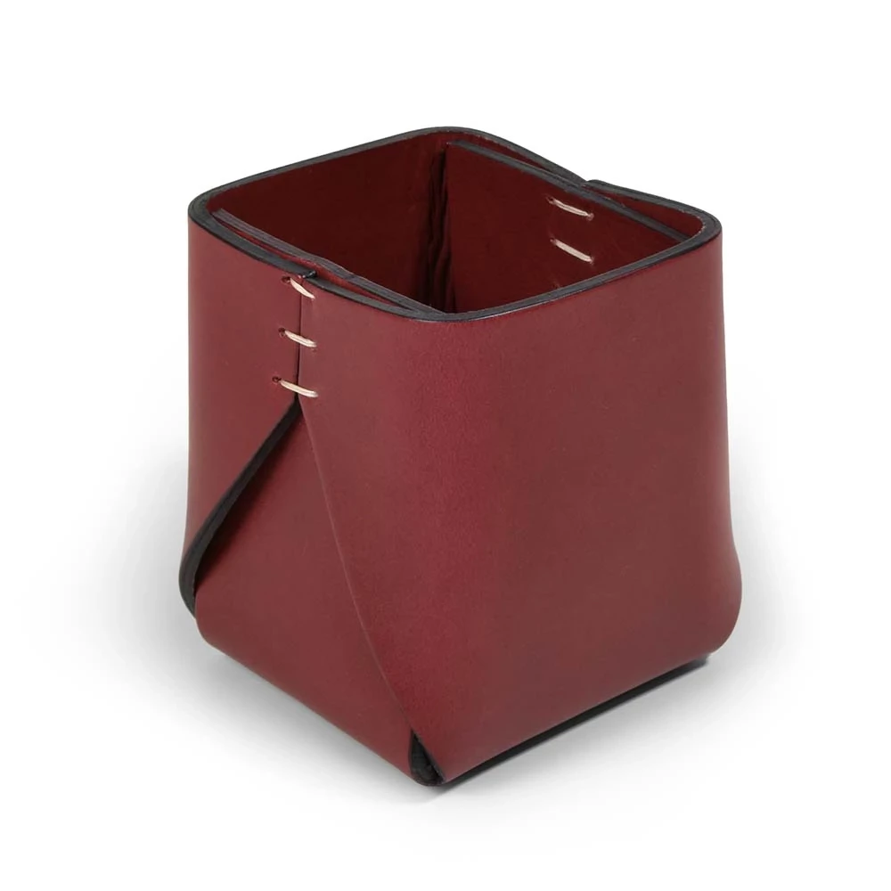 Stiftebecher Quadratisch Leder Bordeaux