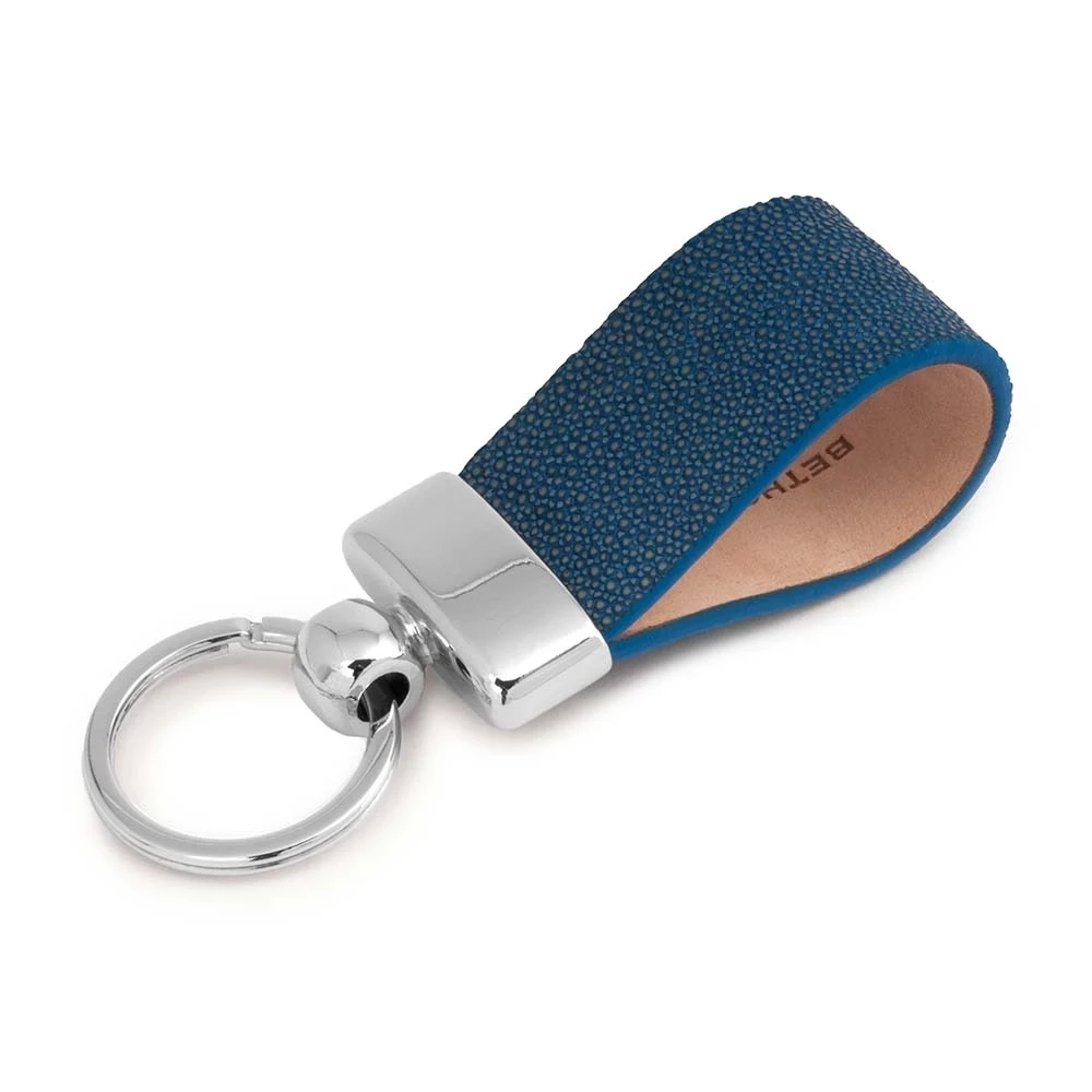 Schlüsselanhänger Rochen Leder Blau