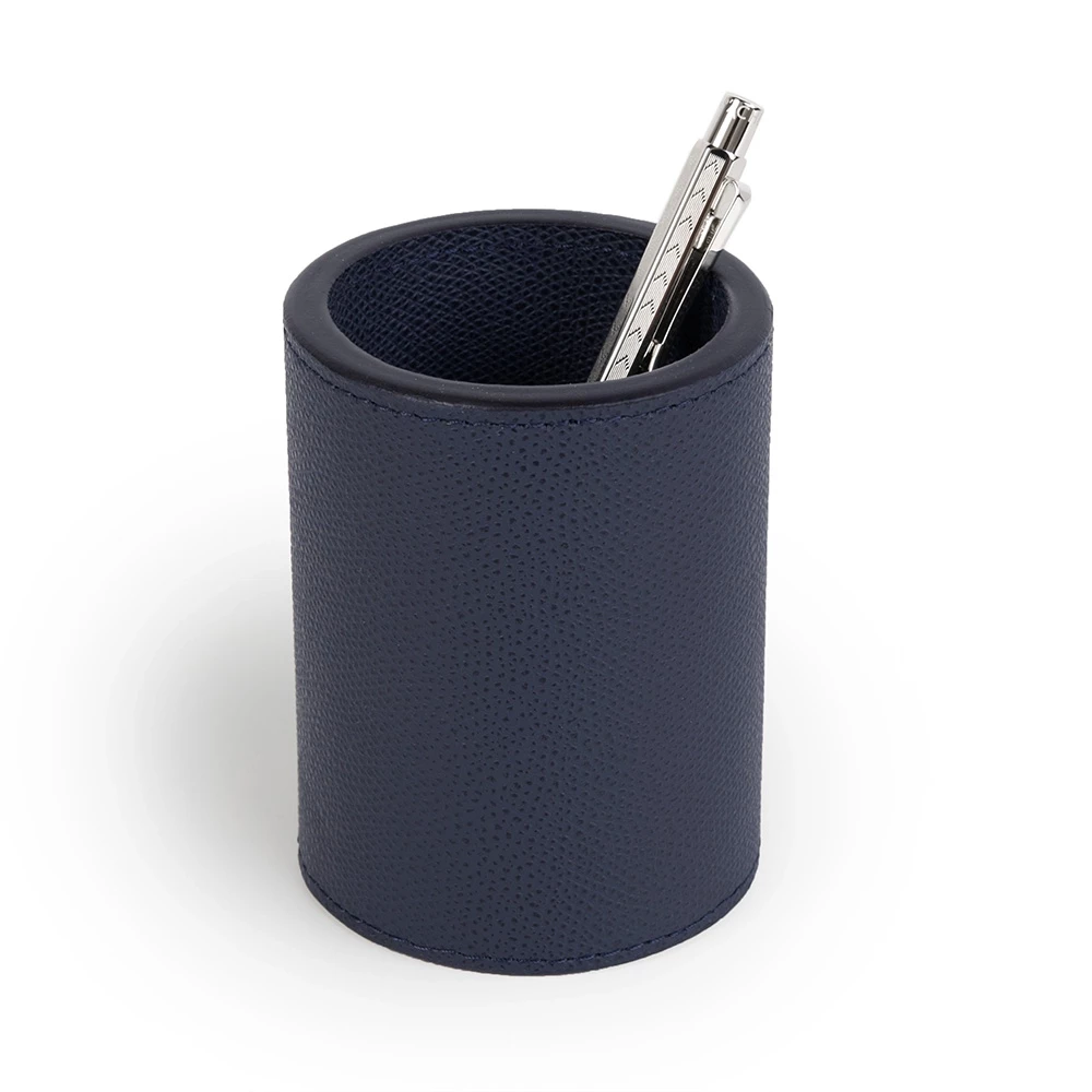Stiftebecher Rund 10 cm Leder Dunkelblau