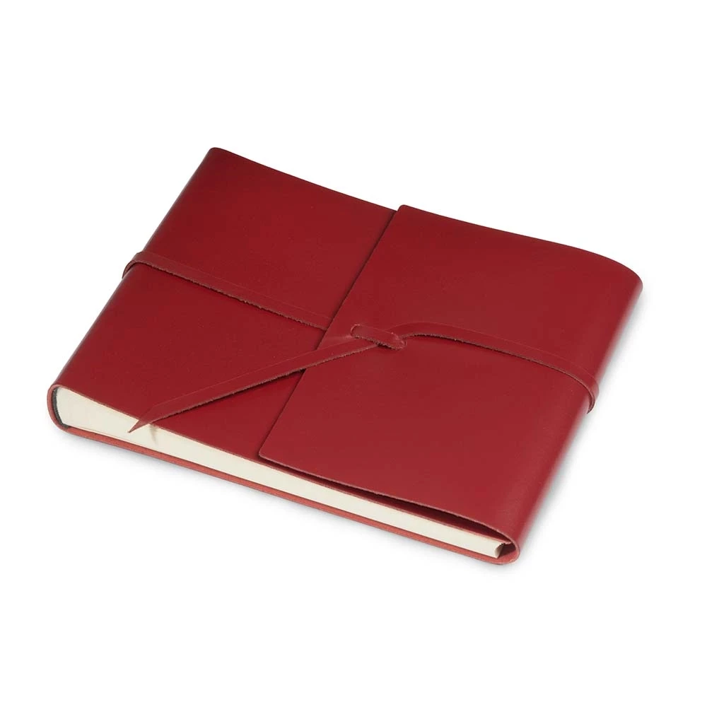 Fotoalbum mit Band 25 Blatt Leder Rot