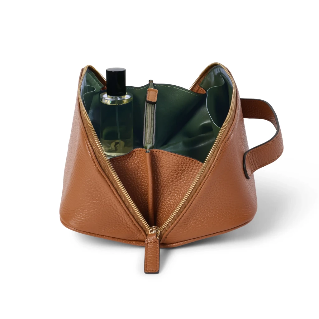 Kosmetiktasche Adri Leder Hellbraun