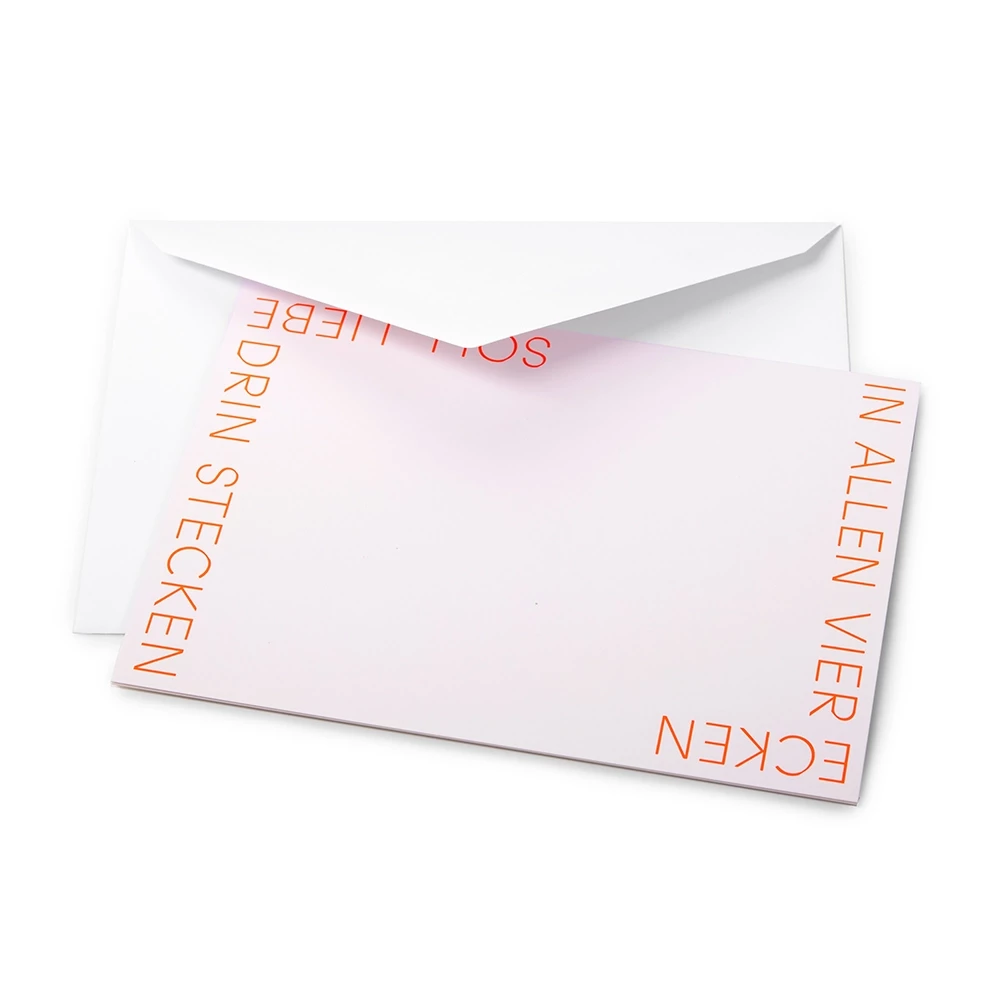 Grußkarte In allen vier Ecken Klappkarte Orange A5