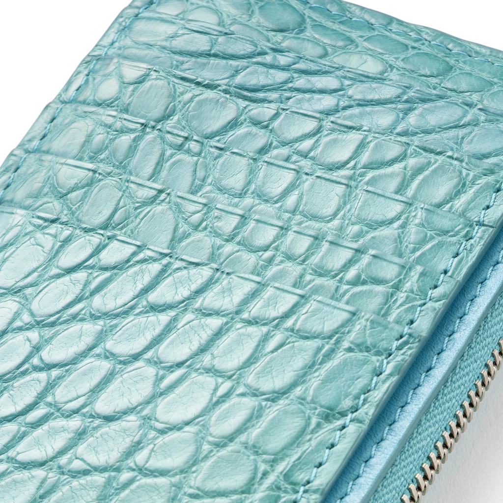 Kartenetui mit Schlüsselring Leder Aqua