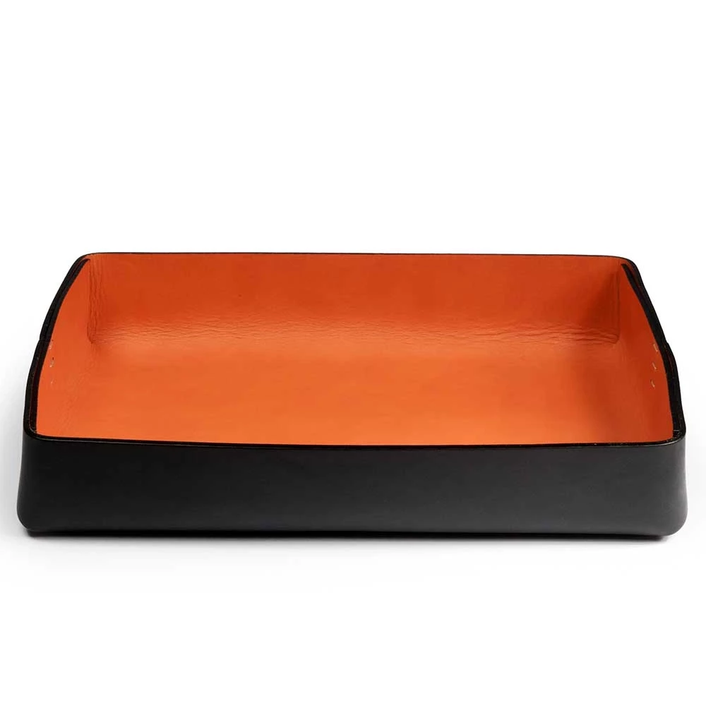 Ablagekasten A4 Leder Schwarz/Orange