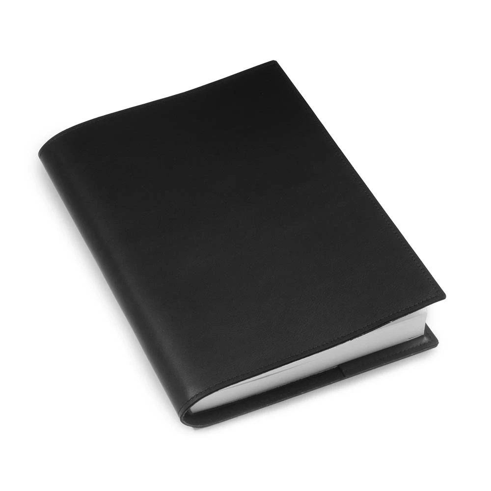 Buchhülle für DIN A5 Bücher Glattleder Schwarz