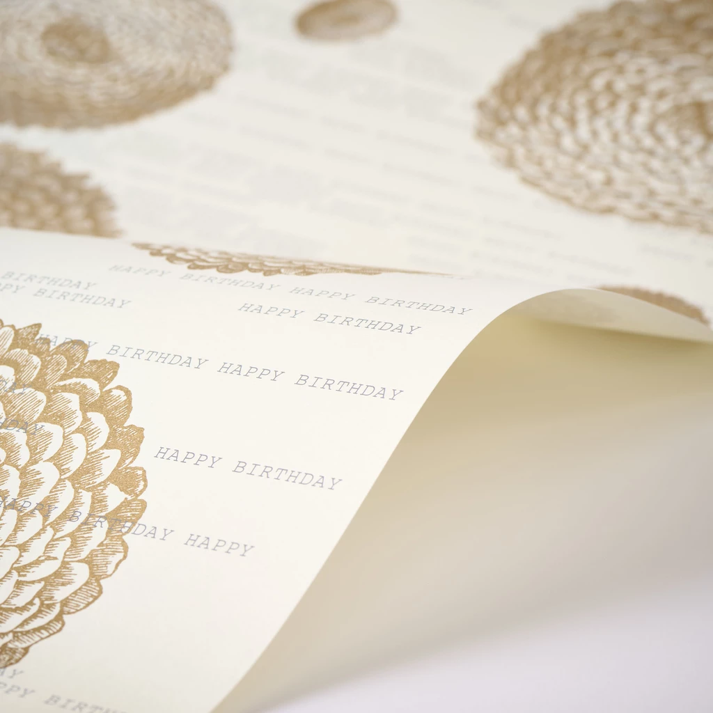Geschenkpapier Blume Birthday 3er-Set Gold