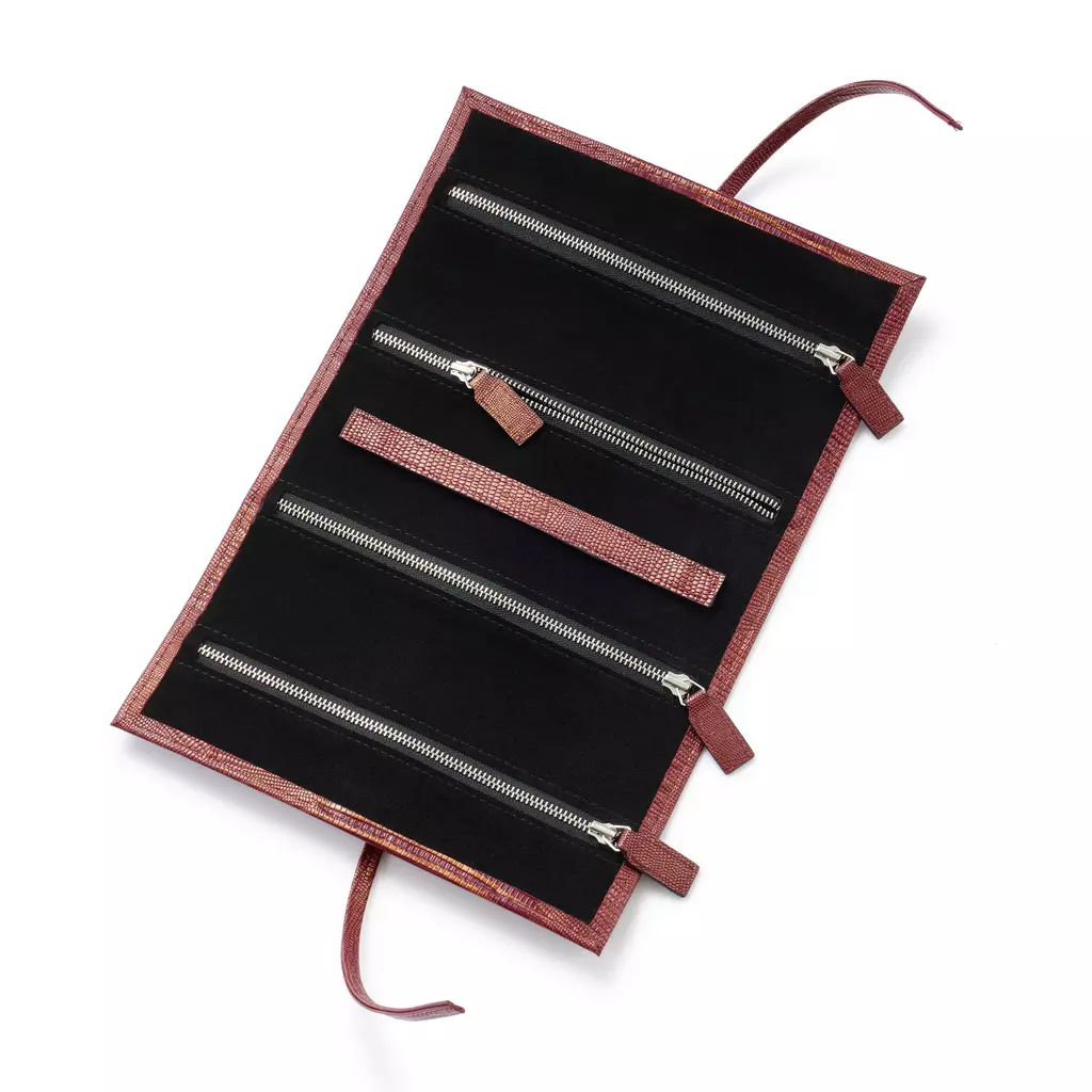 Leder Schmuckrolle Granat