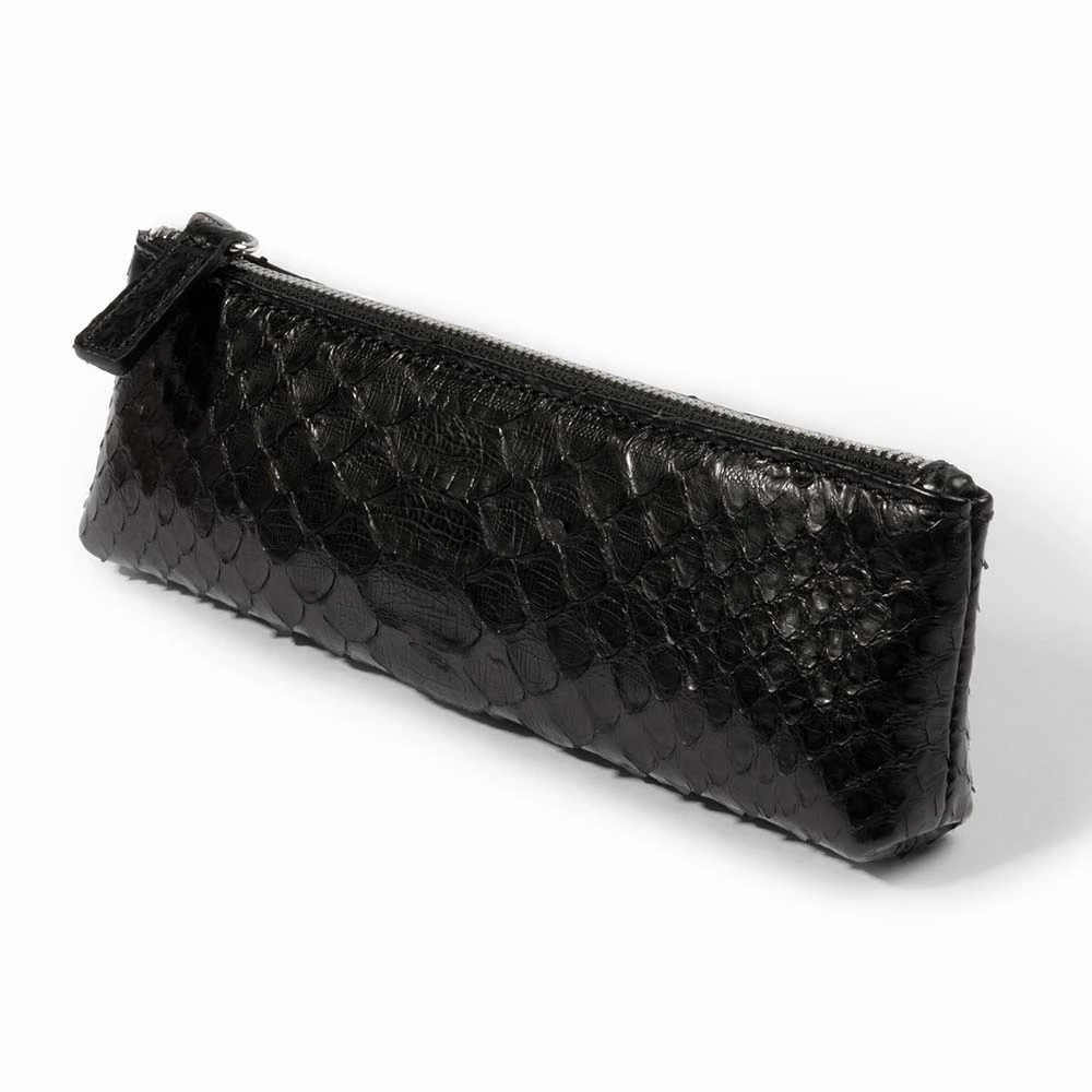 Federmappe Python Leder Schwarz