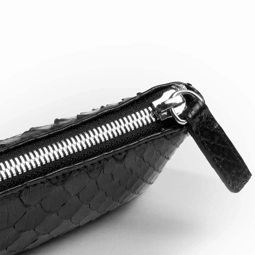Federmappe Python Leder Schwarz