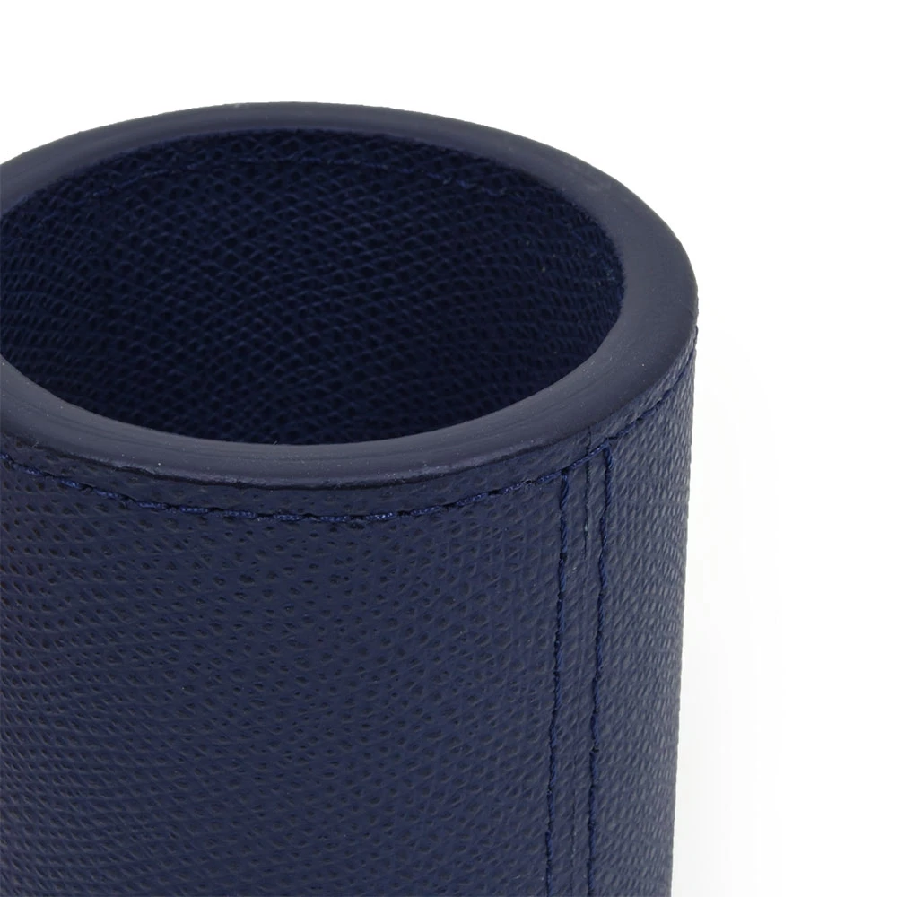 Stiftebecher Rund 10 cm Leder Dunkelblau