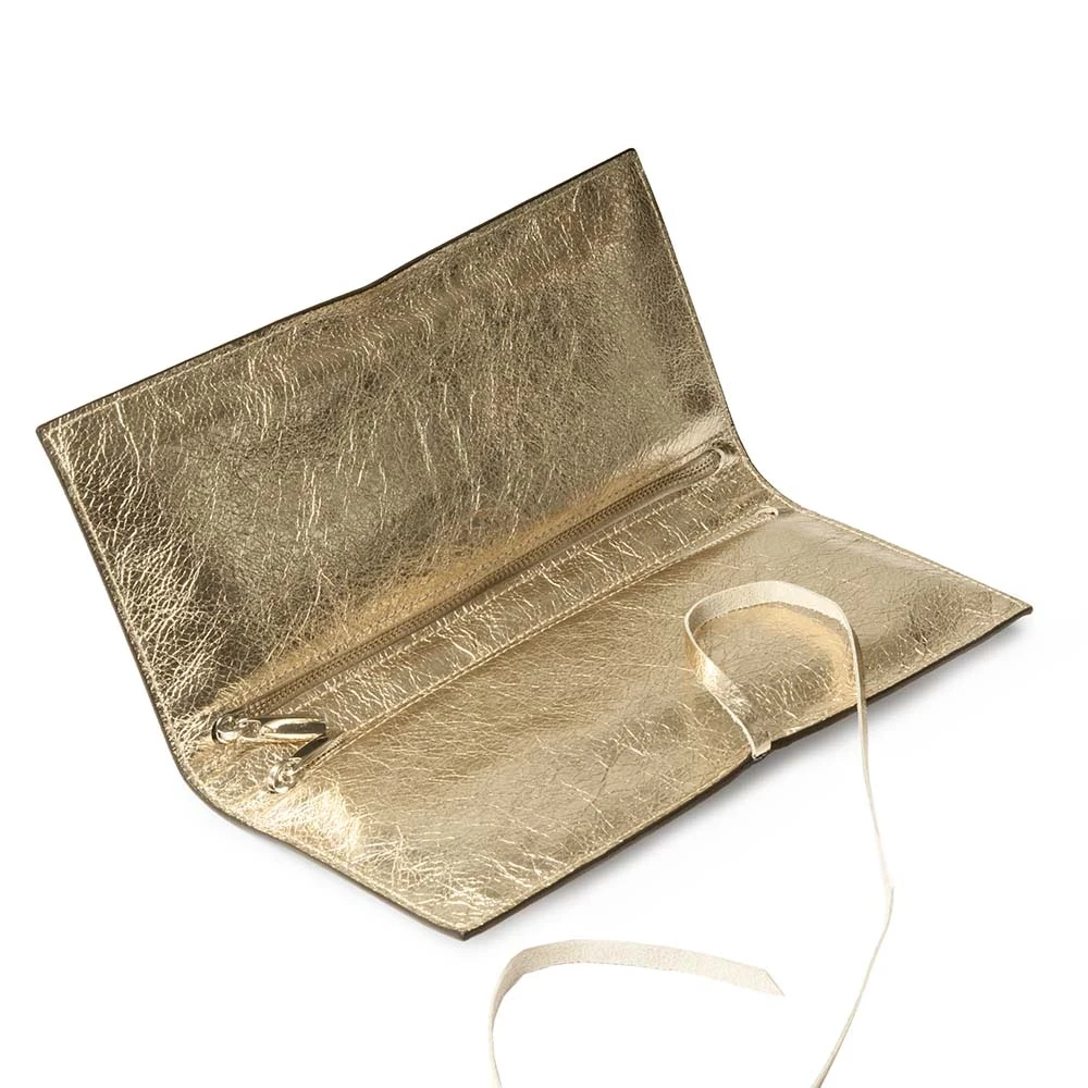 Pochette mit Band Leder Gold