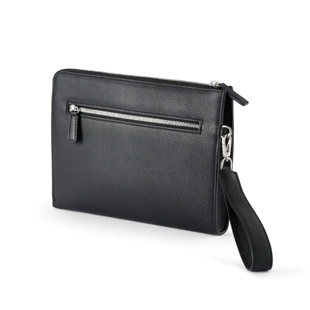 Pouch mit Reißverschluss Adri Leder Schwarz