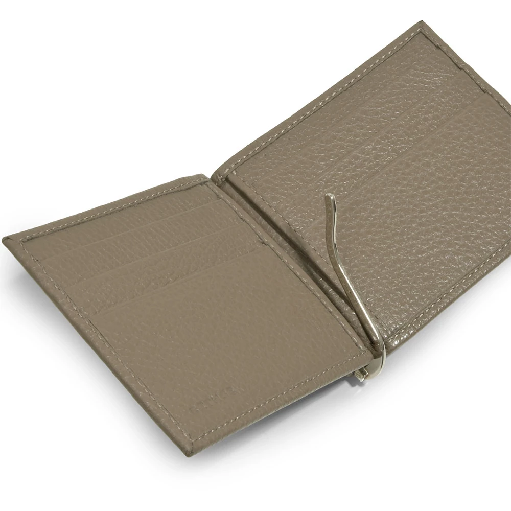 Kartenetui mit Geldklammer 6 Karten Leder Taupe