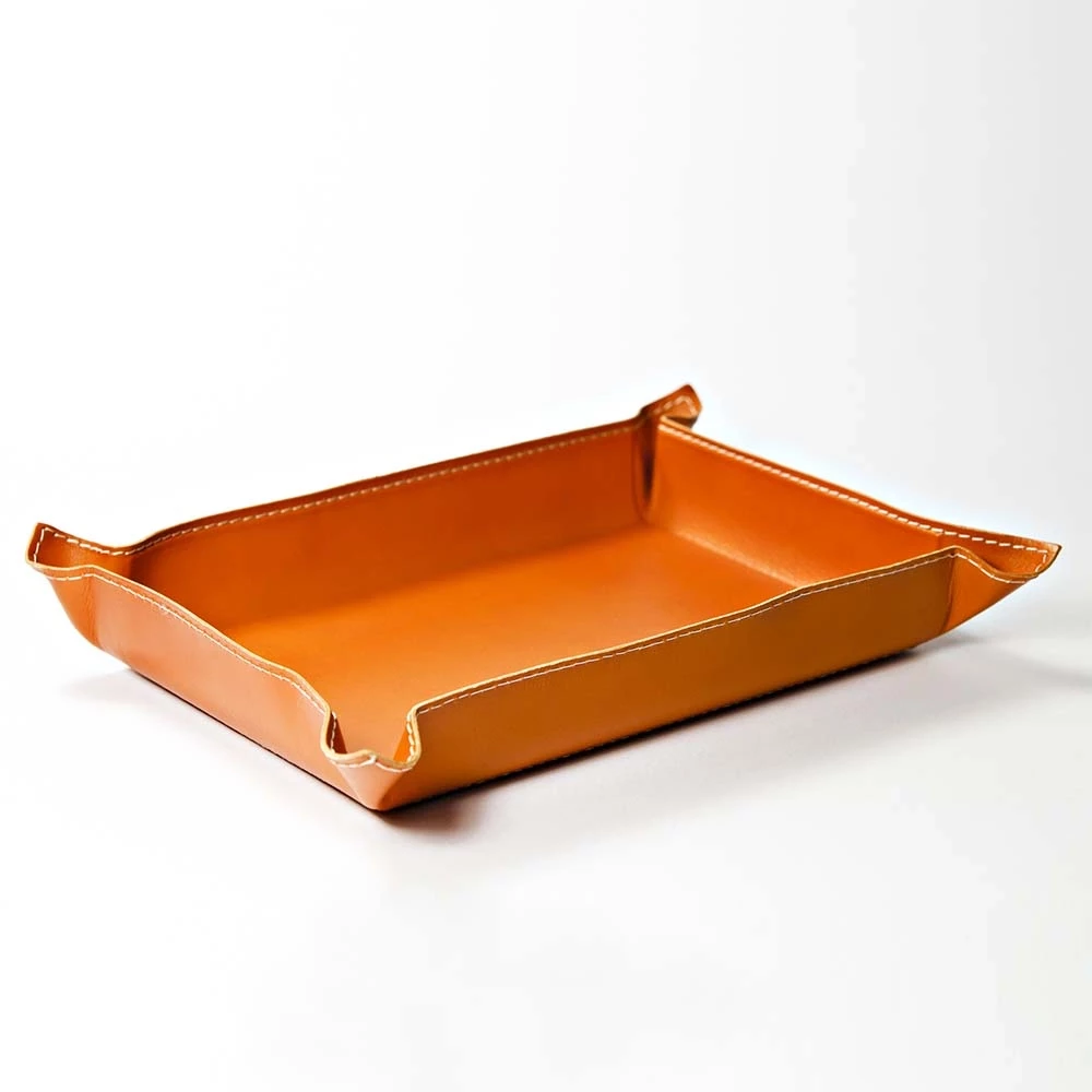 Taschenleerer rechteckig Leder Orange