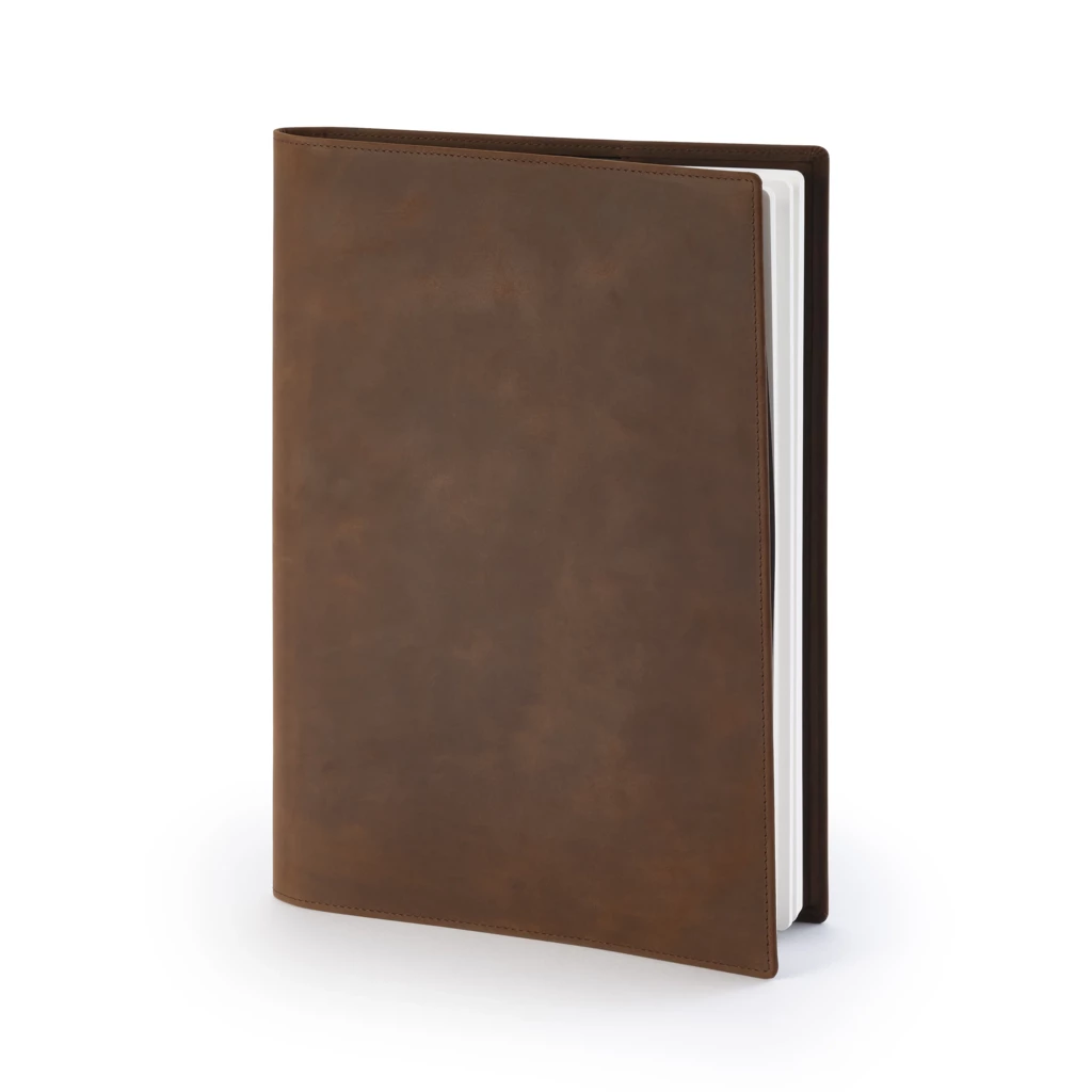 Buchhülle A4 Leder Tabak