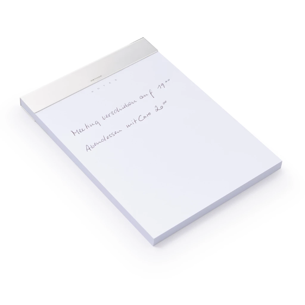 Notizblock mit Metallschiene Groß Silver Notes