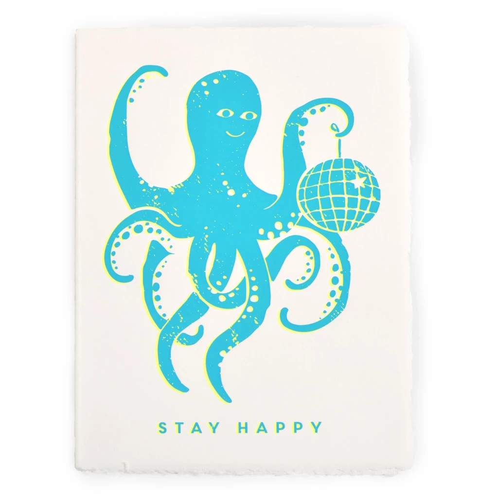 Grußkarte "Stay Happy" Bütten
